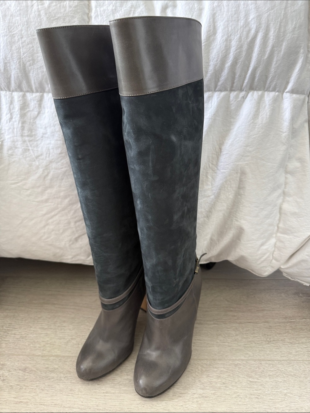 Max & Co. Two-Tone Over-the-Knee Boots in Black and Brown